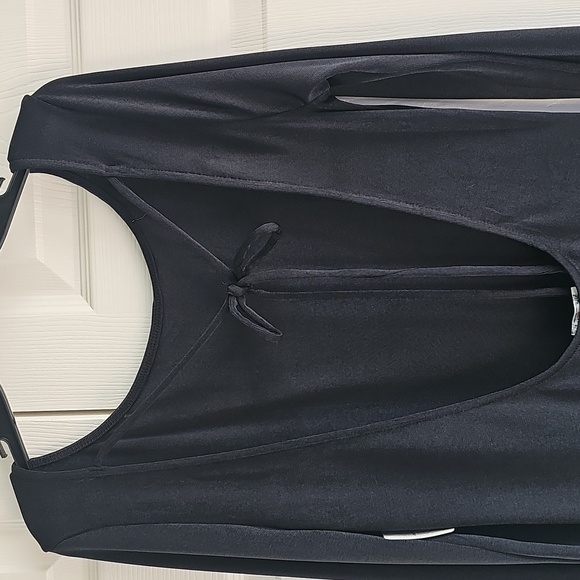 NWT Free People Call Me Later Long Sleeved Tie Back Minidress L & XL Black - Picture 4 of 10